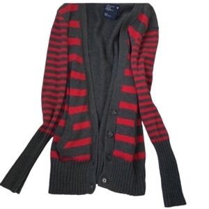 American Eagle V neck Striped cotton wool  Blend Cardigan Sweater